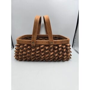 Unbranded Woven Wood Curly Shaggy Basket Brown Good Farmhouse Decor 12x10x6